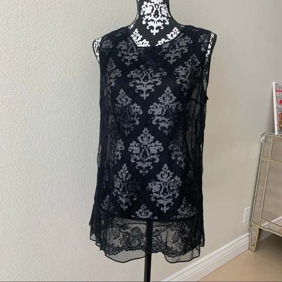 dolce gabbana Blouse Black Lace 2 Layers No Tags Fits Medium *measurements - Picture 1 of 9